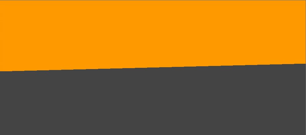 Animated gif. Shows a top to bottom gradient with an abrupt change from grey to orange at 50%. The angle of this gradient is animated using a easeInOutBack timing function (which overshoots the end values at both ends).