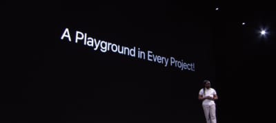 WWDC photo showing slide to encourage more Playgrounds
