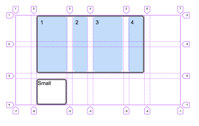 A grid with the Firefox grid inspector showing the lines