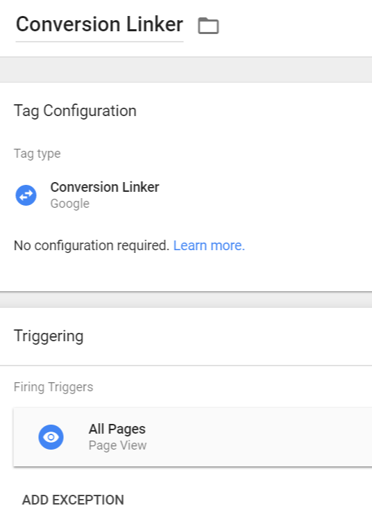 Conversion Linker Tag Configuration