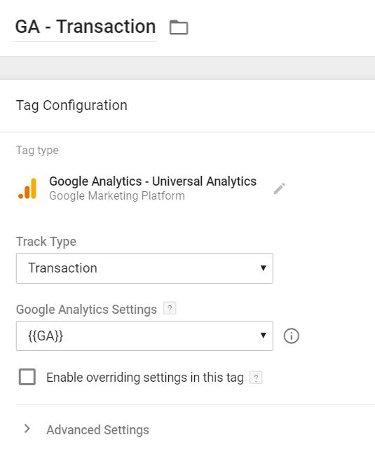 Google Analytics Ecommerce Transaction Tag in Google Tag Manager