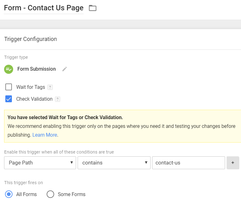 Updated Form Tracking Trigger in Google Tag Manager