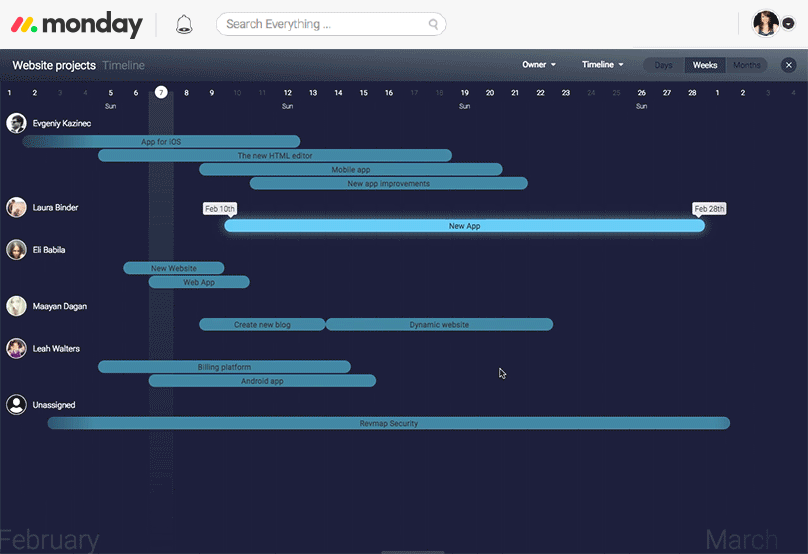 Change the time range in the timeline. The time range is updated in real time.