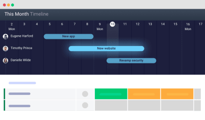 The timeline enables team members to see a high-level roadmap.