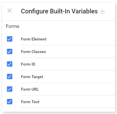 google tag manager form variables