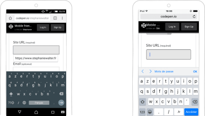 input type=url keyboard on Android and iOS
