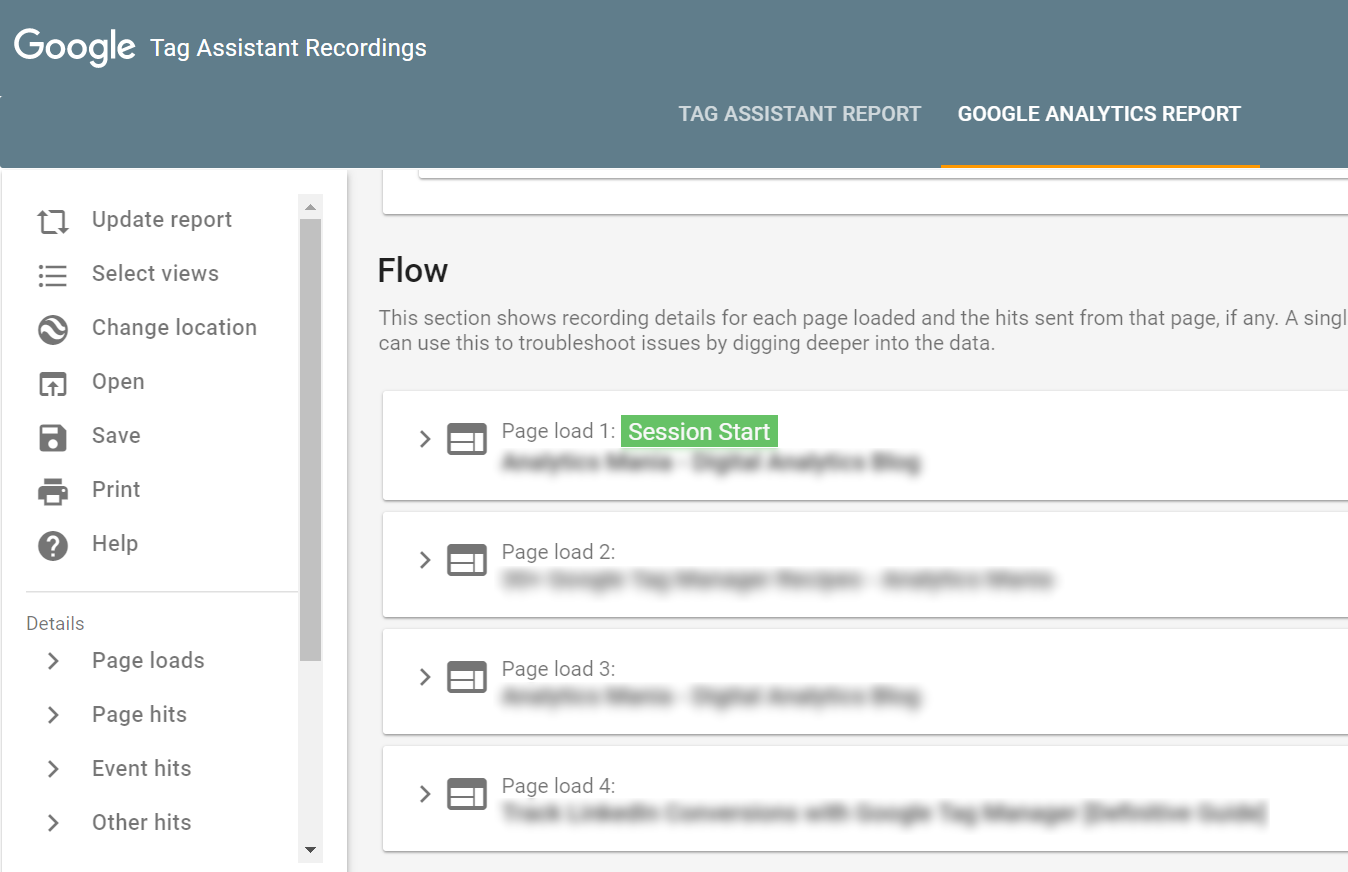 Google Tag Assistant - Google Analytics Report