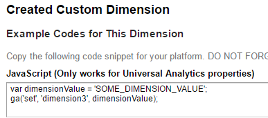 google analytics custom dimension code
