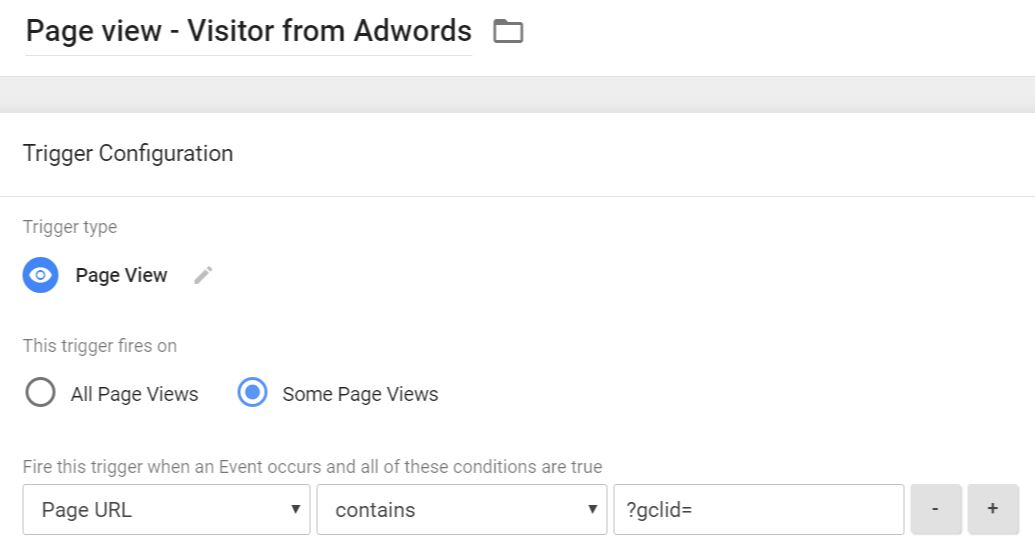 Trigger - Visitor from Adwords
