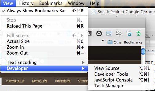Chrome developer tools on Mac